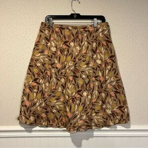 J. Jill Floral Patterned Earthy tones Cotton A line Skirt size medium